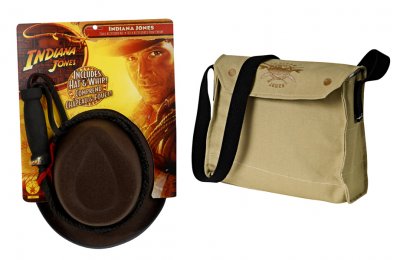 Indiana Jones Child Hat & Whip Set + Satchel/Tot Bag