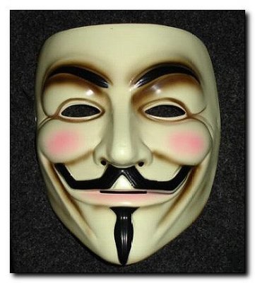 V for Vendetta Guy Fawkes mask as received at WonderCon 2006 purchased from Collector Mint Never Use