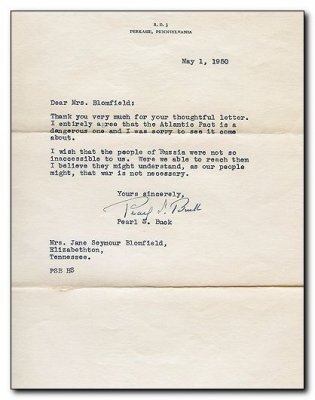 Buck Pearl S letter signed