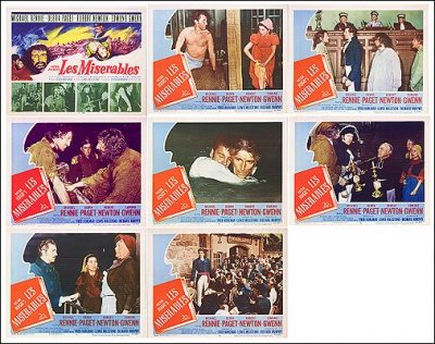 LES MISERABLES 1952 8 card set