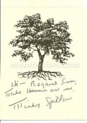 Spillane Mickey SIGNED CARD MIKE HAMMER Original Autograph w/ COA