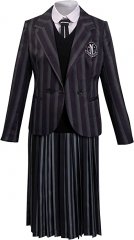 Wednesday Addams Cosplay Girls Nevermore Student Academy Uniform Costume SET, Black, L(130)