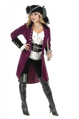 Pirate Vixen Two Toned Velvet Coat w/Skull Buttons COAT