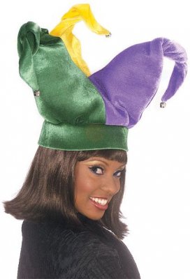 Tri-color velvet. ch cap is bell tipped & wire framed, so the hat styling is up to you!
