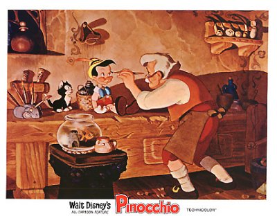 Pinnocchio Walt Disney #2 Chepeddo in workshop making his son