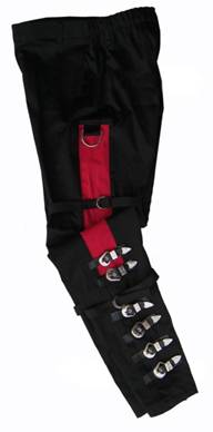 Michael Jackson BAD BLACK BUCKLE Pants w/Straps Deluxe Child Costume - Click Image to Close