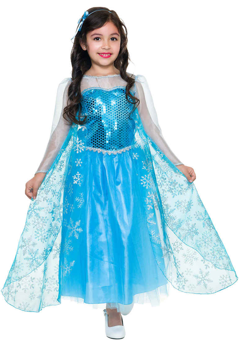 Frozen Elsa Style Ice Queen Girls Deluxe Costume - Click Image to Close