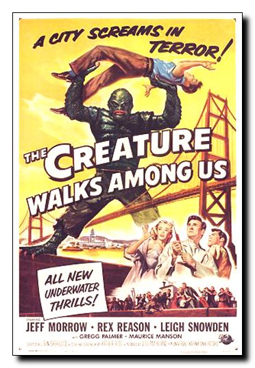 Creature Walks Among Us Original linen backed 27 x 41 GREAT UNIVERSAL HORROR ONE SHEET - Click Image to Close