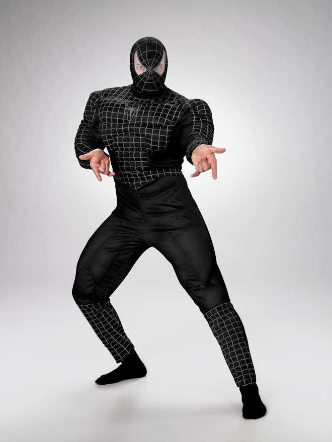 Teen Deluxe Black Muscle Spider-Man - Click Image to Close