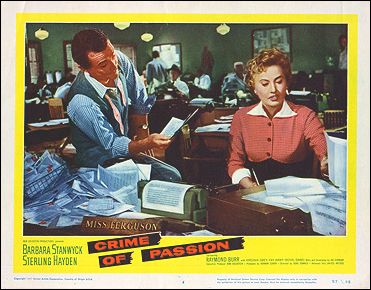 Crime of Passion Barbara Stanwyck pictured Sterling Hayden pictured Raymond Burr