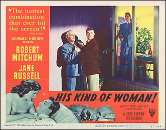 HIS KIND OF WOMAN Robert Mitchum, Jane Russell, Vincent Price 1951 # 4 vtg+