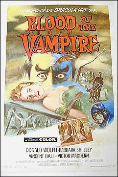 Blood of the Vampire 1958 ORIGINAL LINEN BACKED 1SH