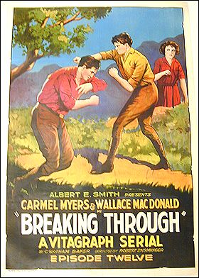 Breaking Through Silent Film 1920 ORIGINAL LINEN BACKED 1SH - Click Image to Close