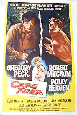 Cape Fear #2 Gregory Peck Robert Mitchum 1962 ORIGINAL LINEN BACKED 1SH - Click Image to Close