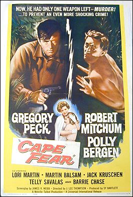 Cape Fear Gregory Peck Robert Mitchum 1962 ORIGINAL LINEN BACKED 1SH - Click Image to Close