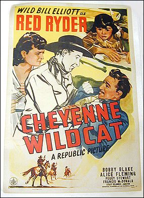 Cheyenne Wildcat Red Ryder ORIGINAL LINEN BACKED 1SH - Click Image to Close