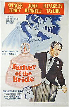 Father of the Bride Spencer Tracy Elizabeth Taylor 1950 ORIGINAL LINEN BACKED 1SH