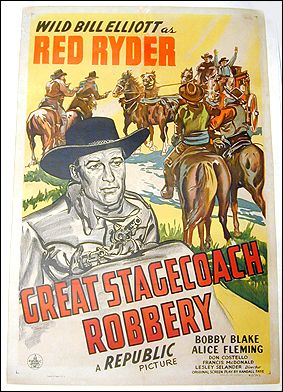 Great Stagecoach Robbery Red Ryder 1945 ORIGINAL LINEN BACKED 1SH