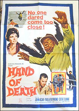 Hand of Death Signed by John Agar 1962 one sheet