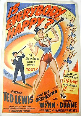 Is Everybody Happy Morgan Litho Ted Lewis 1943 ORIGINAL LINEN BACKED 1SH