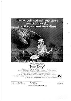 King Kong Jessical Lange Jeff Bridges 1976 - Click Image to Close