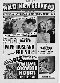 Wife Husband Friend Loretta Young Warner Baxter Twelve Crowded Hours Lucile Ball