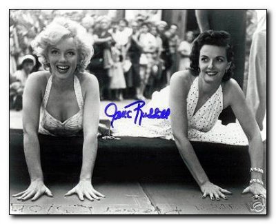 Russell Jane posing with Marilyn Monroe