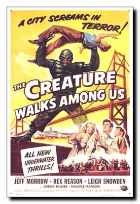 Creature Walks Among Us Original linen backed 27 x 41 GREAT UNIVERSAL HORROR ONE SHEET