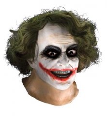 Dark Knight Joker Adult Latex Mask w hair IN STOCK