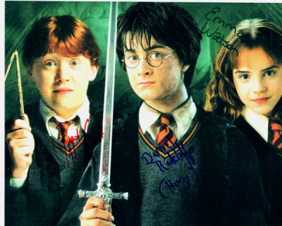 Harry Potter cast signed by three