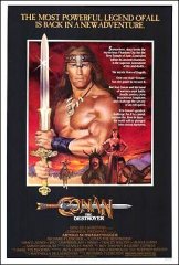 Conan the Destroyer Arnold Schwarzenegger in near mint condition folded ready for linen backing