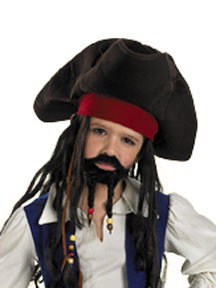 Deluxe Pirates Hat w/ Moustache and Goatee - Child - Click Image to Close