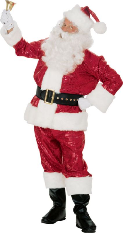 Red Sequin Santa Suit + Free Glasses and Gloves - Click Image to Close