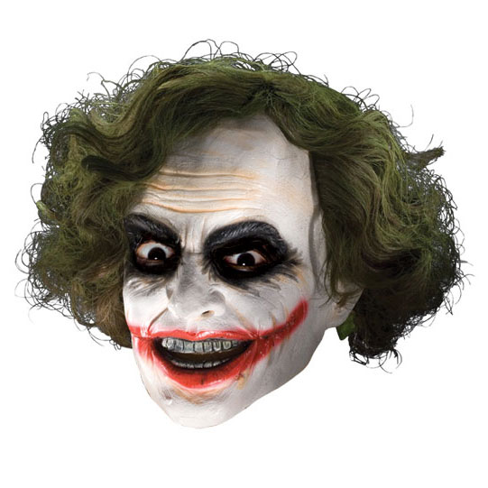 Dark Knight Joker Adult Vinyl Mask with Hair - Click Image to Close