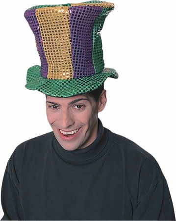 Mardi Gras Sequin Top Hat - Click Image to Close