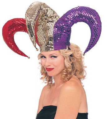 Tri-Color Sequin Dot Jester Hat - Click Image to Close