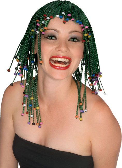 Green Caribbean Rows Wig - Click Image to Close