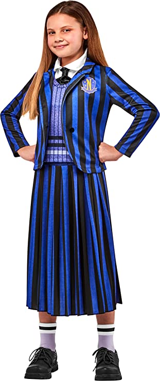 Wednesday Nevermore Student Academy Girl's Uniform Costume, Blue, Medium - Click Image to Close