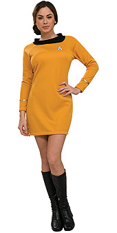 STAR TREK-CLASSIC Dlx. Gold Dress Adult Costume