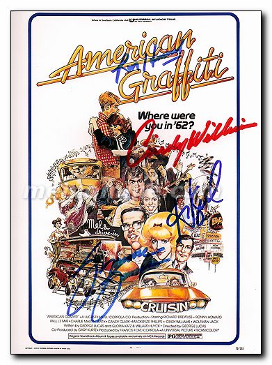 American Graffiti cast signed by Seven - Click Image to Close