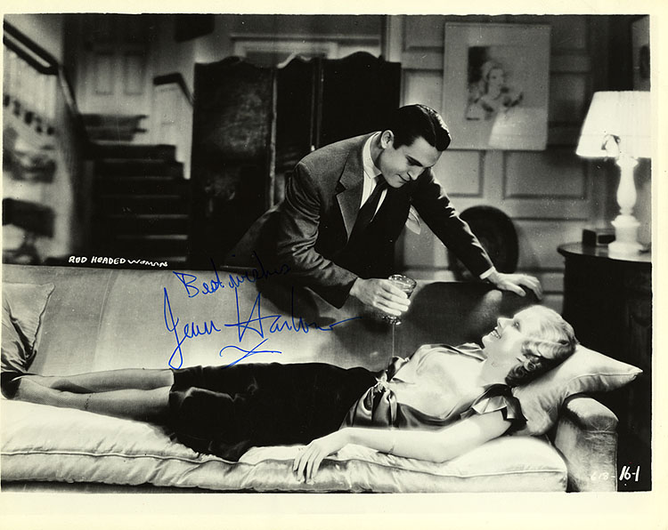 Harlow Gene signed still Red Headed Woman - Click Image to Close