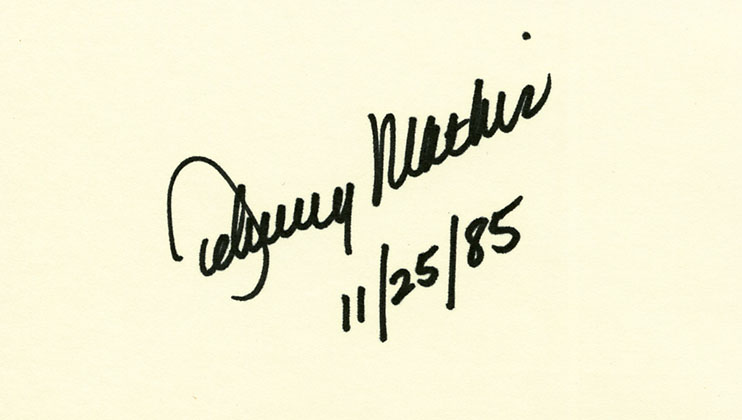 Mathis Johnny signed 3 x 5 - Click Image to Close