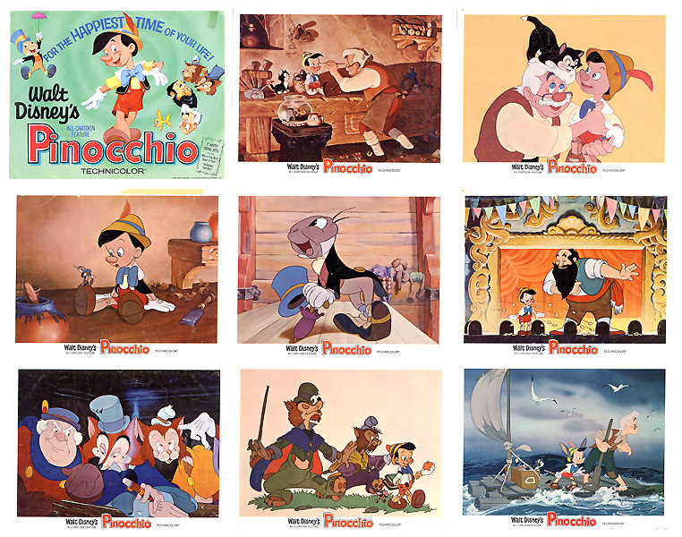 Pinocchio Walt Disney 1971 9 Card in Set - Click Image to Close