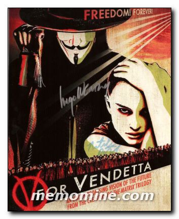 V for Vendetta cast signed Weaving & Portman Art Deco Poster style - Click Image to Close