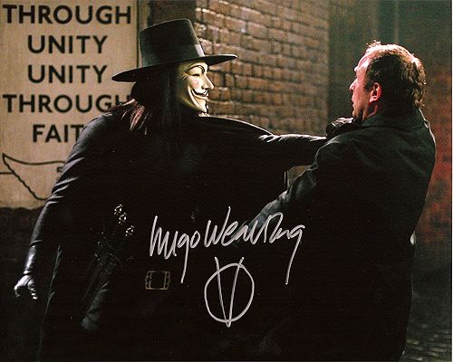 V for Vendetta cast signed Hugo Weaving - Click Image to Close