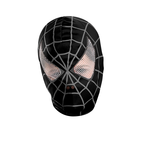 Black suited Spider-Man Deluxe Fabric Nylon Mask - Click Image to Close