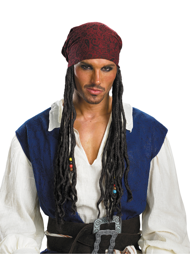 Disney Adult Jack Sparrow Headband with Hair Adult - Click Image to Close