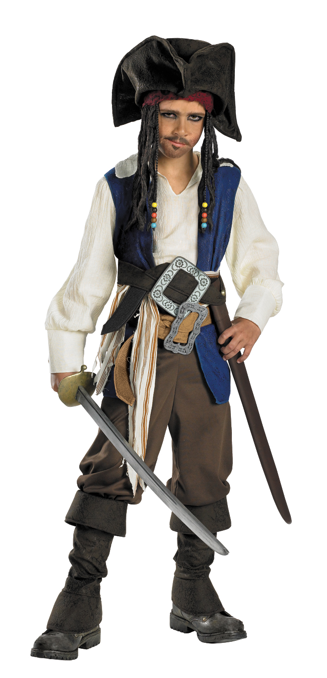 Disney Child Jack Sparrow Deluxe Costume 10-12 - Click Image to Close