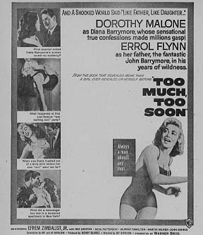 TOO MUCH TOO SOON Errol Flynn Dorothy Malone - Click Image to Close