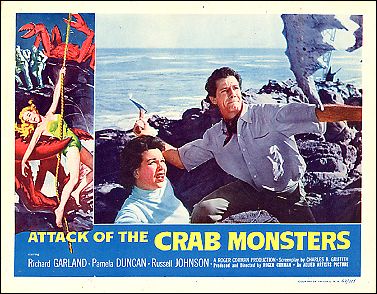 Attack of the Crab Monsters Monster attack man down Roger Corman - Click Image to Close